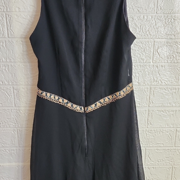 $498 Nanette Lepore Black Chiffon Dress with Cream Embroidery - Picture 11 of 12
